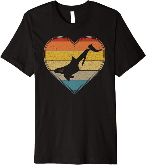 Retro Love Killer Whale Orca Vintage Novelty Graphic Premium T-Shirt